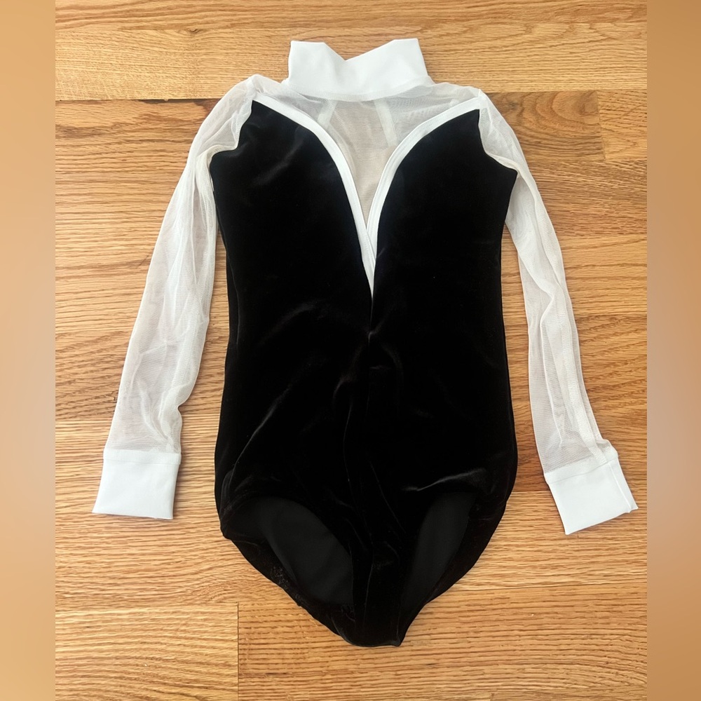 The Lineup black velvet and white leotard